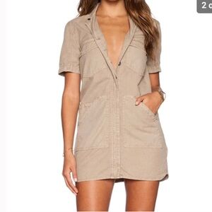 J BRAND Women's Short Sleeve Button Front KONA Shirt Dress w/ Pockets sz M